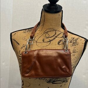 WILSON’S  LEATHER SMALL BAG COGNAC WITH SILVER HARDWARE